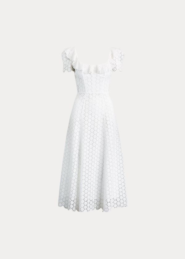 Vestido Polo Ralph Lauren Linen Eyelet Midi Mulher 62015-CWIK